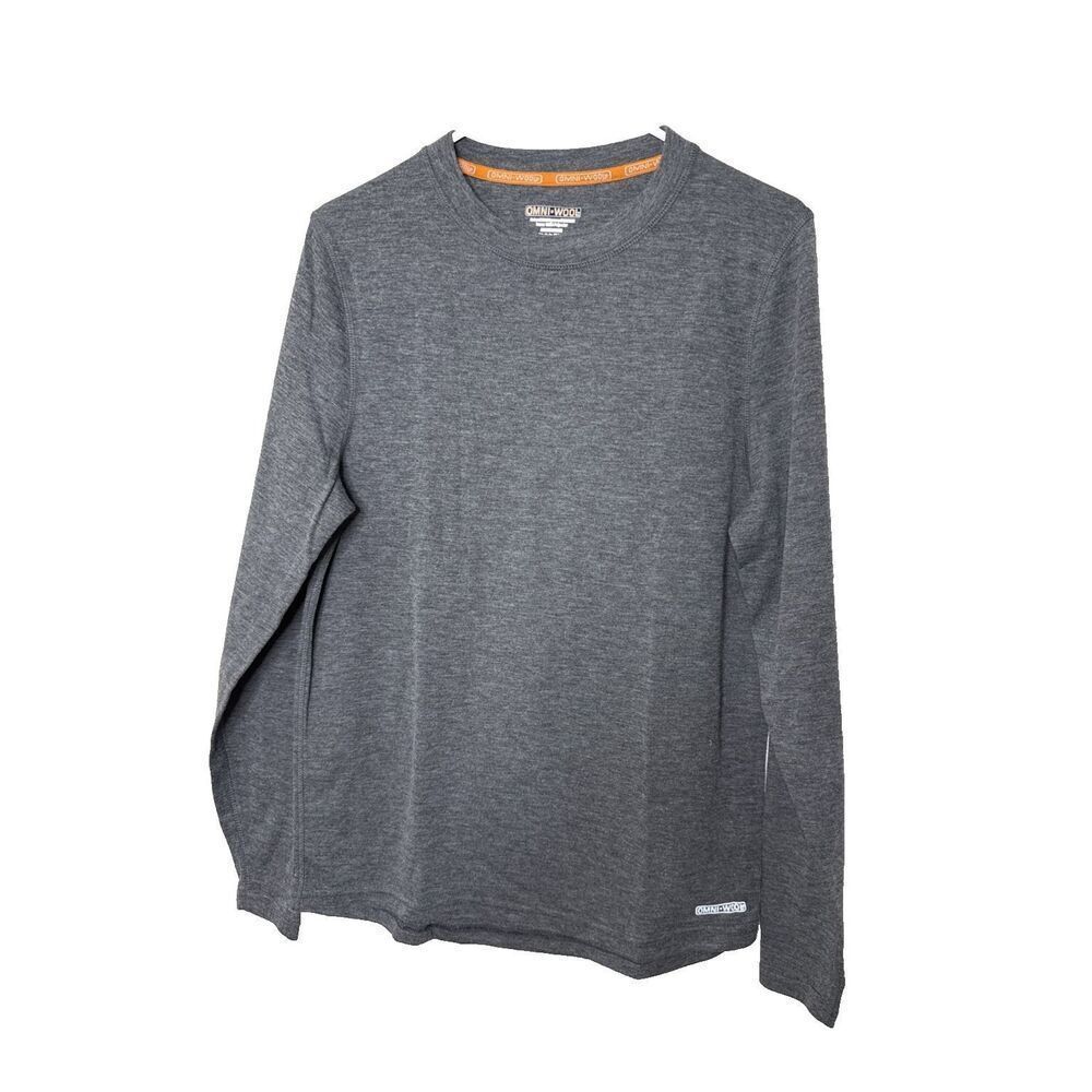 Omni Wool Shirt Mens M Gray Crewneck Long sleeve T Tee Base Layer Top